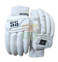 SS Super Test All White Cricket Batting Gloves